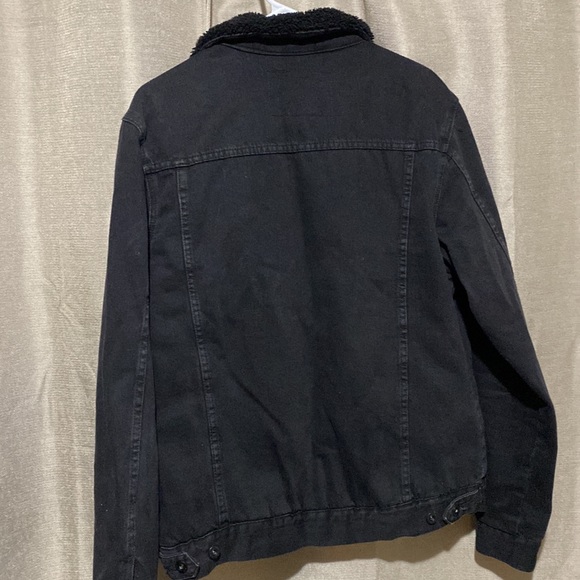 Zara Jackets & Coats Zara Mens Black Denim Jacket With Black Sherpa